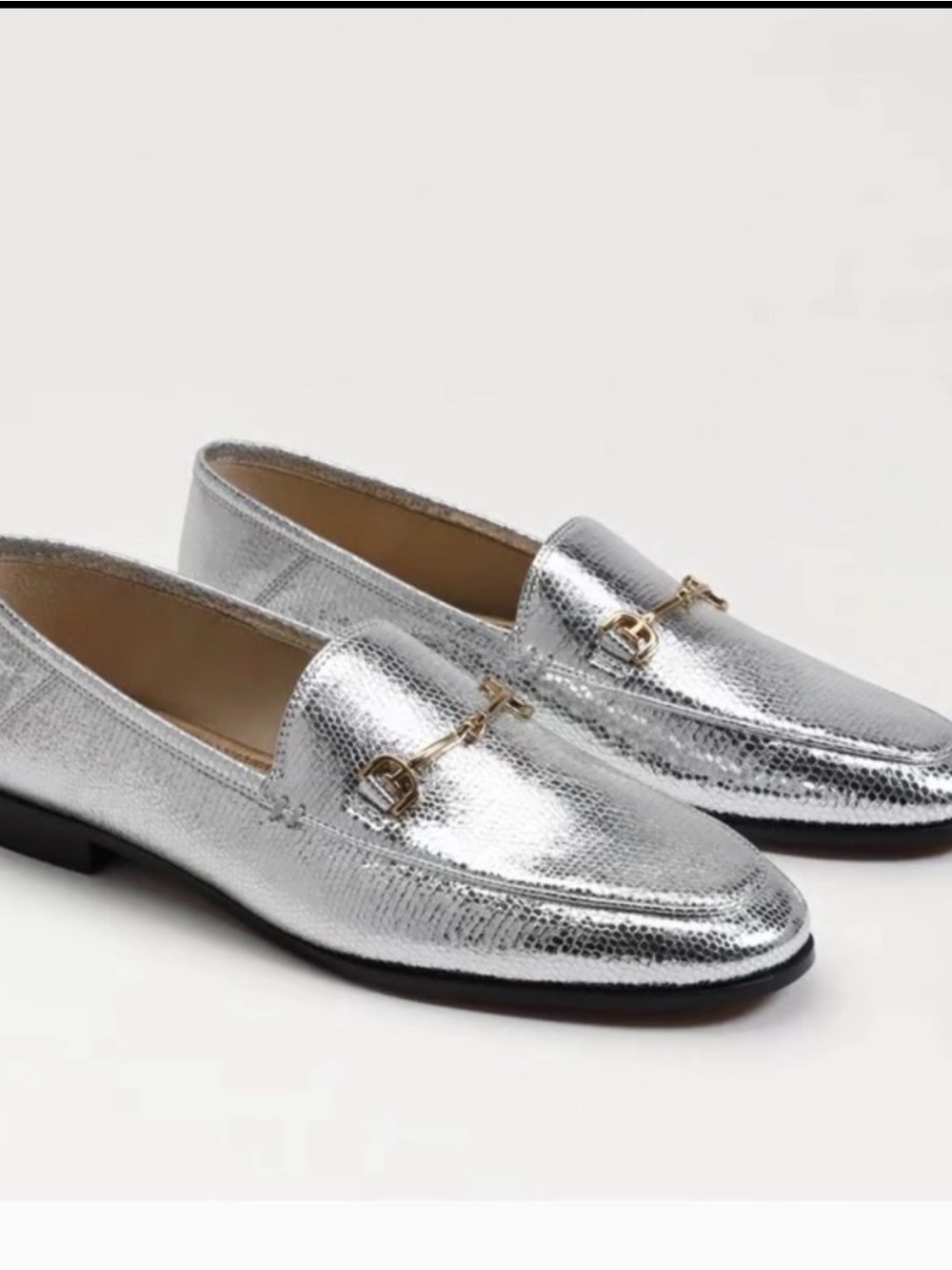 Sam Edelman Loraine Silver Metallic Leather Bit Loafers 7.5